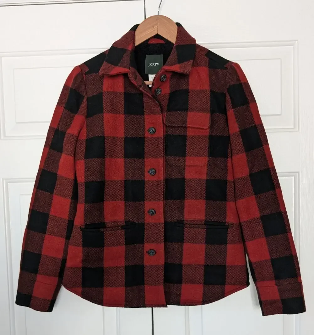 J. Crew Plaid Sherpa Lined Wool Blend Coat